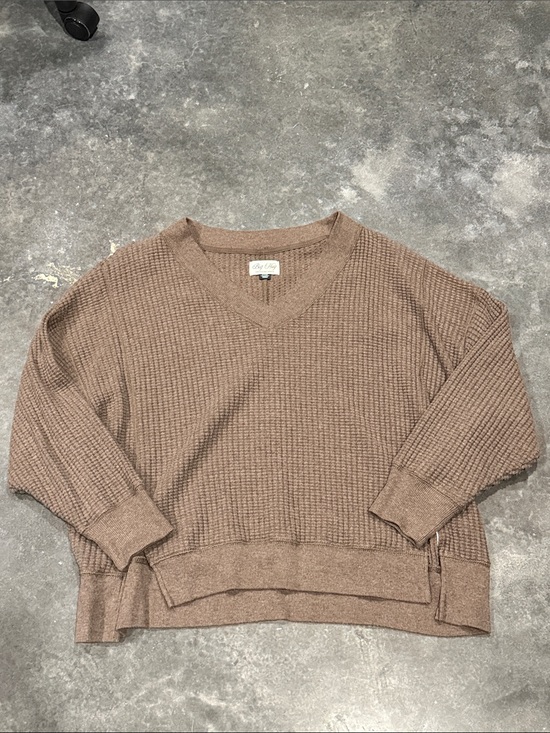 American Eagle Outfitters Sweaters - Cozy V-Neck Waffle Knit Sweater in chocolate brown big hug